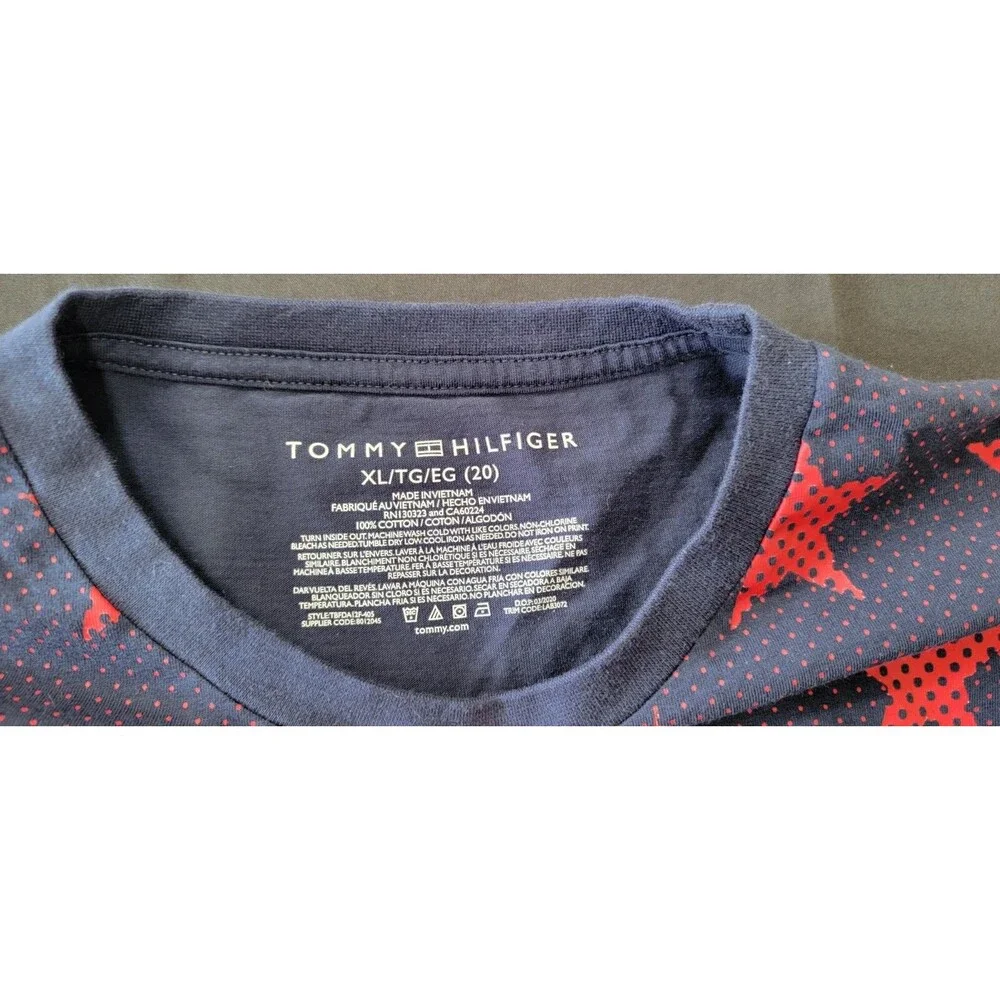 Tommy Hilfiger Boys T-Shirt Short Sleeve Blue Red American Patriotic XL 20 NWT